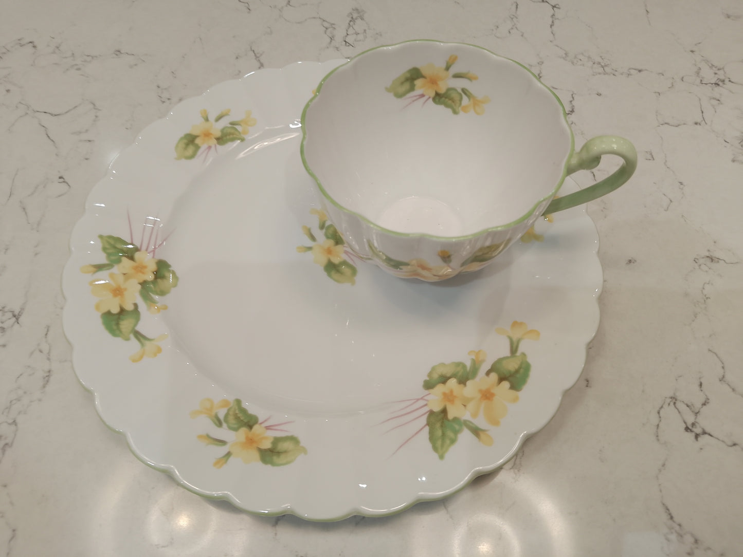 Shelley Primrose Cup and Rare Biscuit Saucer Plate - Helsby Vintage