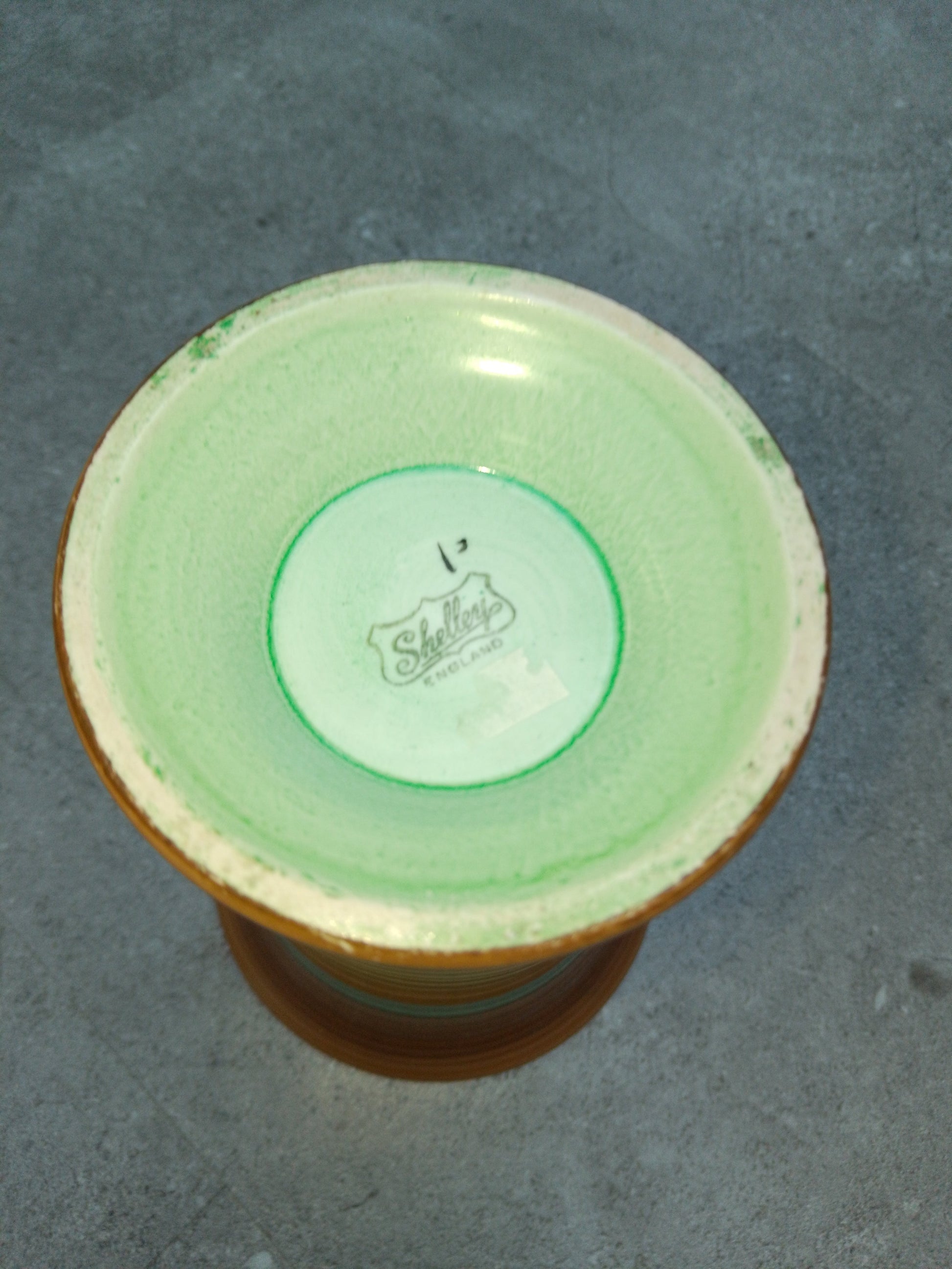 Shelley Harmony Yellow Brown Vintage 7" Vase - Helsby Vintage