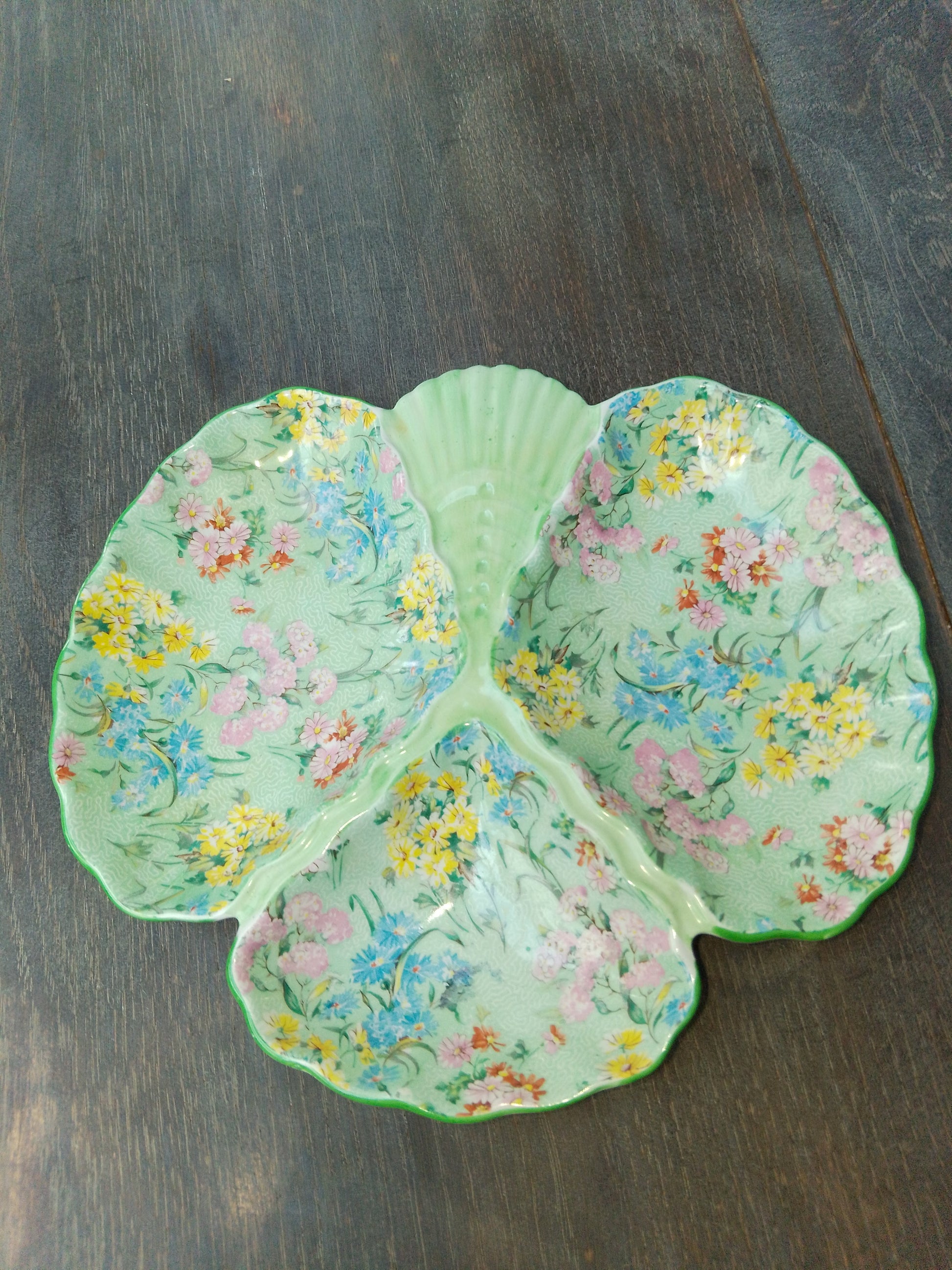 Shelley Melody Chintz Floral Three Section Dish Rare - Helsby Vintage