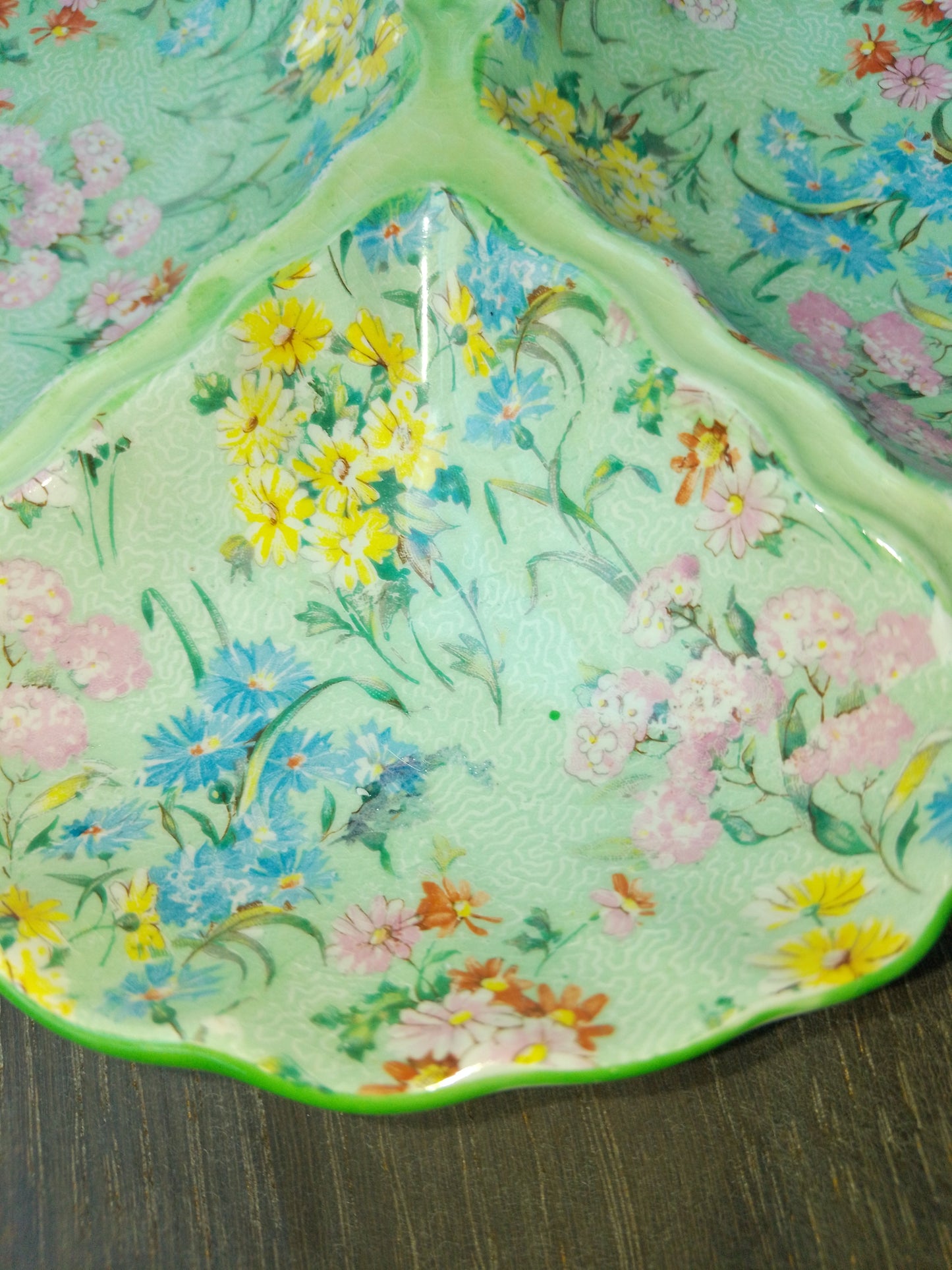 Shelley Melody Chintz Floral Three Section Dish Rare - Helsby Vintage