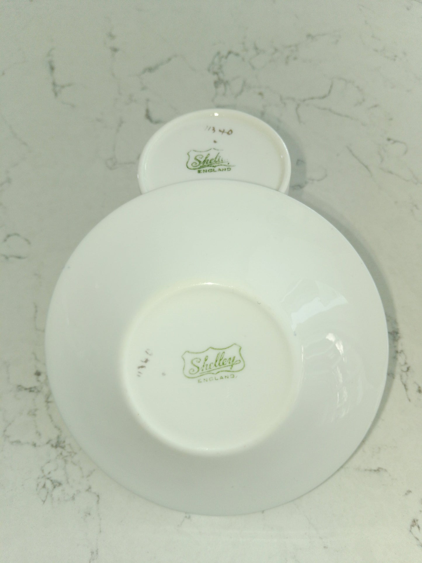 Shelley White Cobalt and Gold Gilt Mocha Cup and Saucer Vintage - Helsby Vintage