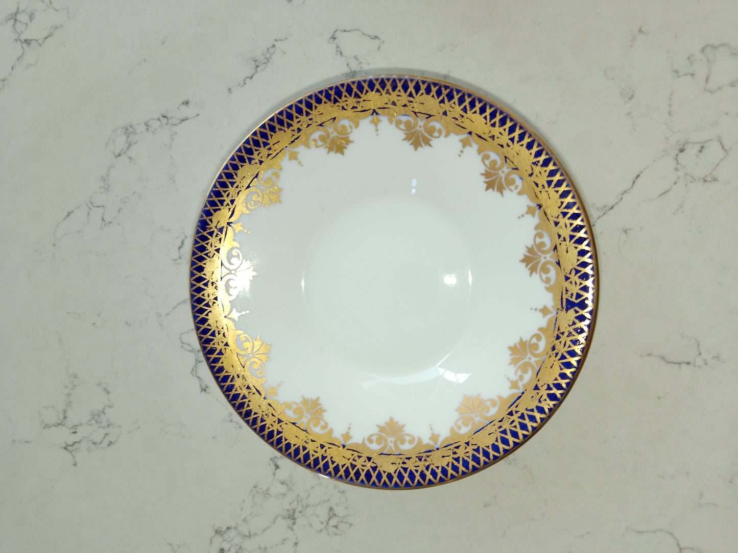 Shelley White Cobalt and Gold Gilt Mocha Cup and Saucer Vintage - Helsby Vintage