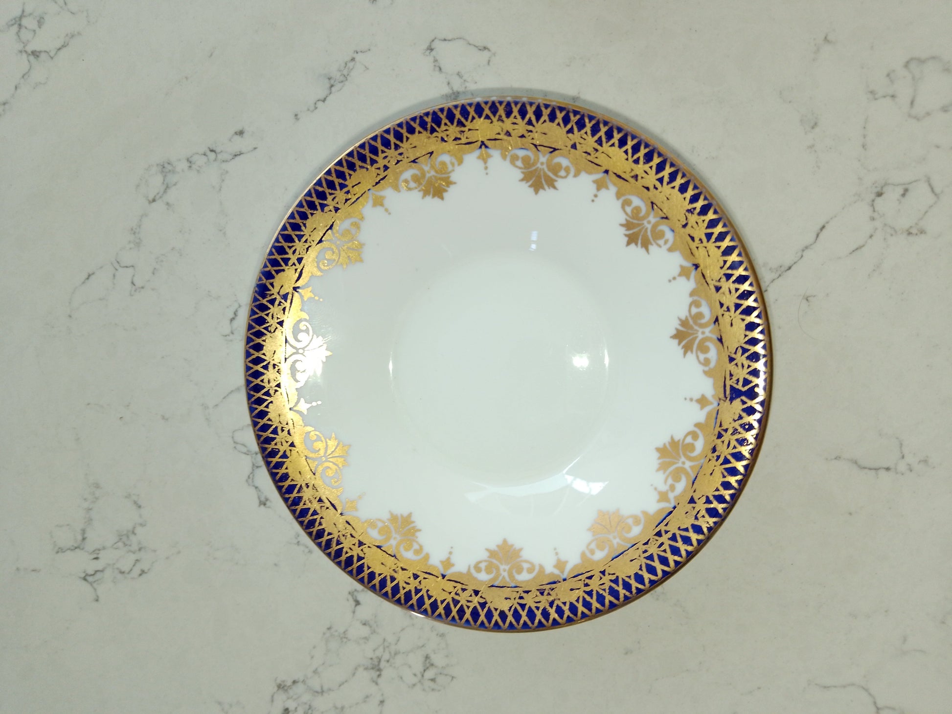 Shelley White Cobalt and Gold Gilt Mocha Cup and Saucer Vintage - Helsby Vintage