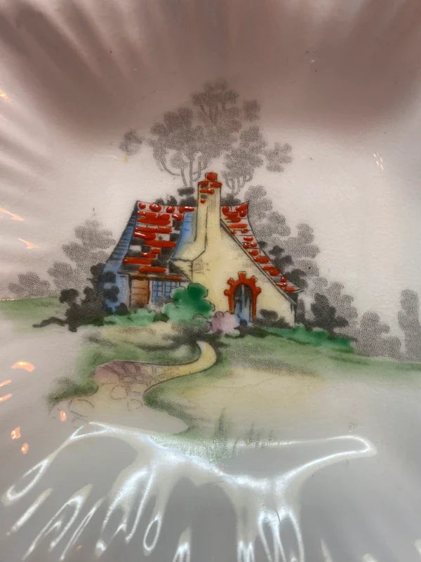 Shelley Vintage Trinket Dish With House Picture - Helsby Vintage
