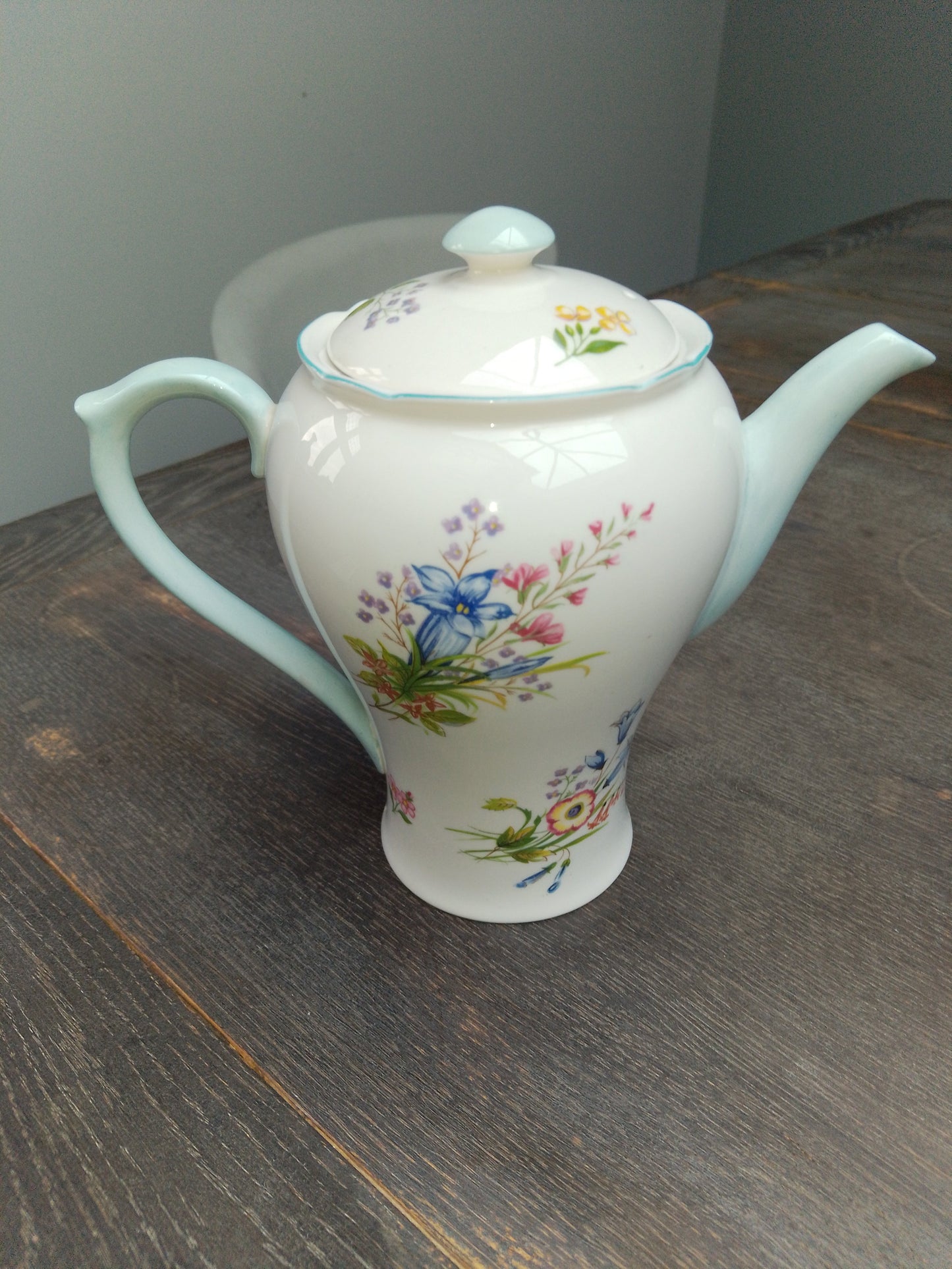 Shelley Wild Flowers Coffee Pot Excellent Condition - Helsby Vintage