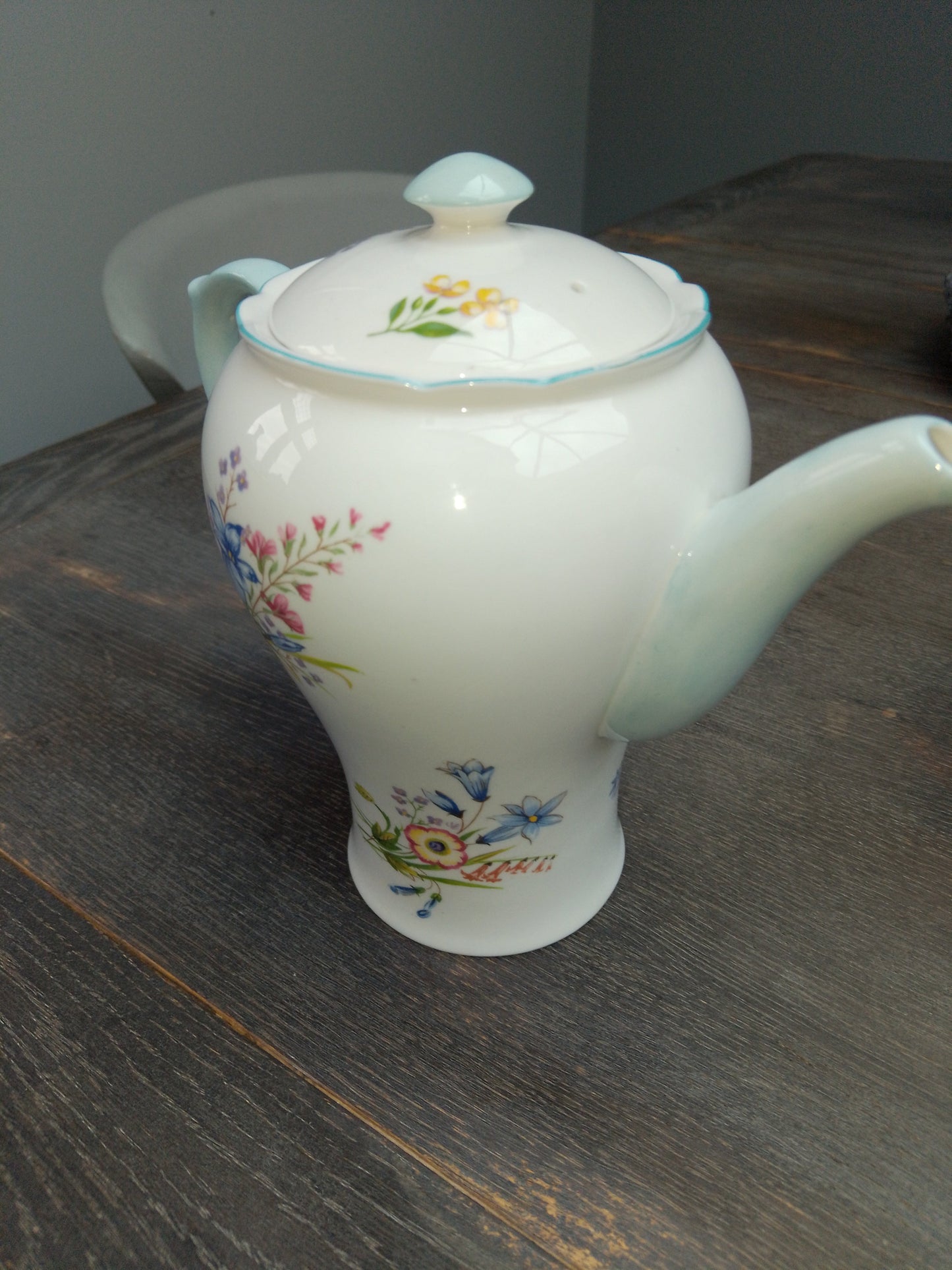 Shelley Wild Flowers Coffee Pot Excellent Condition - Helsby Vintage