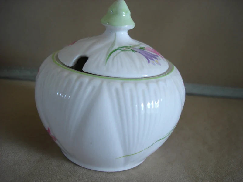 Vintage Shelley Freesia Jam Mustard Pot With Under Plate - Helsby Vintage