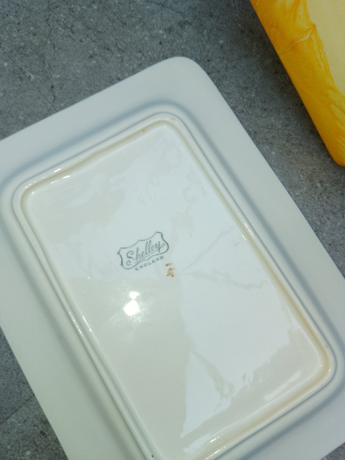 Shelley Yellow Sunburst Butter Dish Vintage Collectable - Helsby Vintage