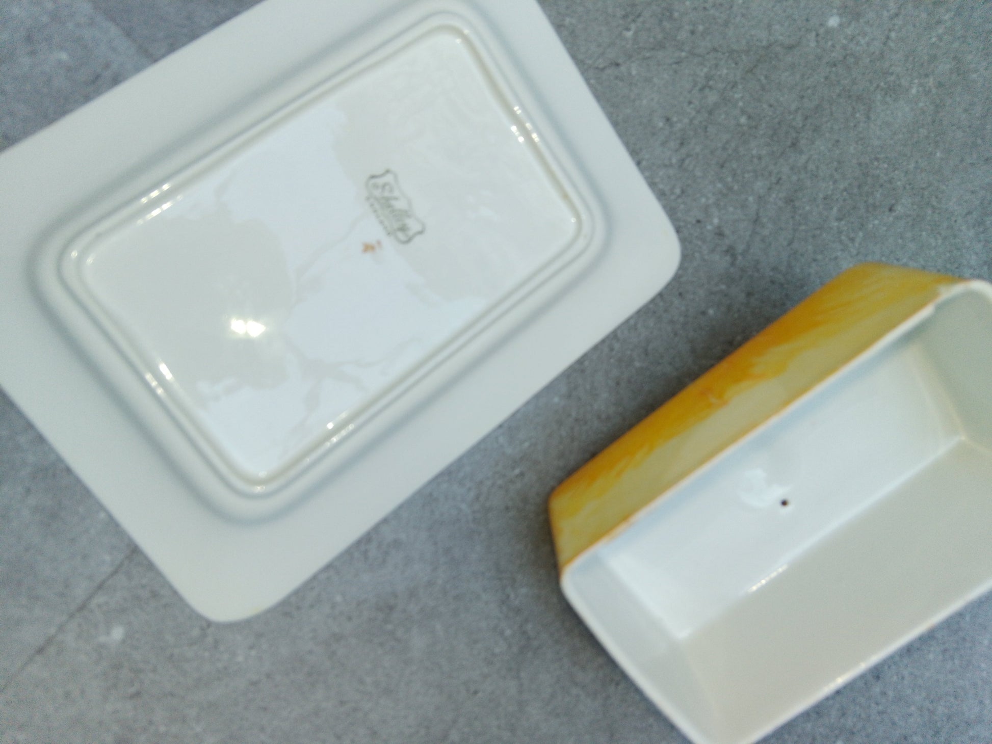 Shelley Yellow Sunburst Butter Dish Vintage Collectable - Helsby Vintage