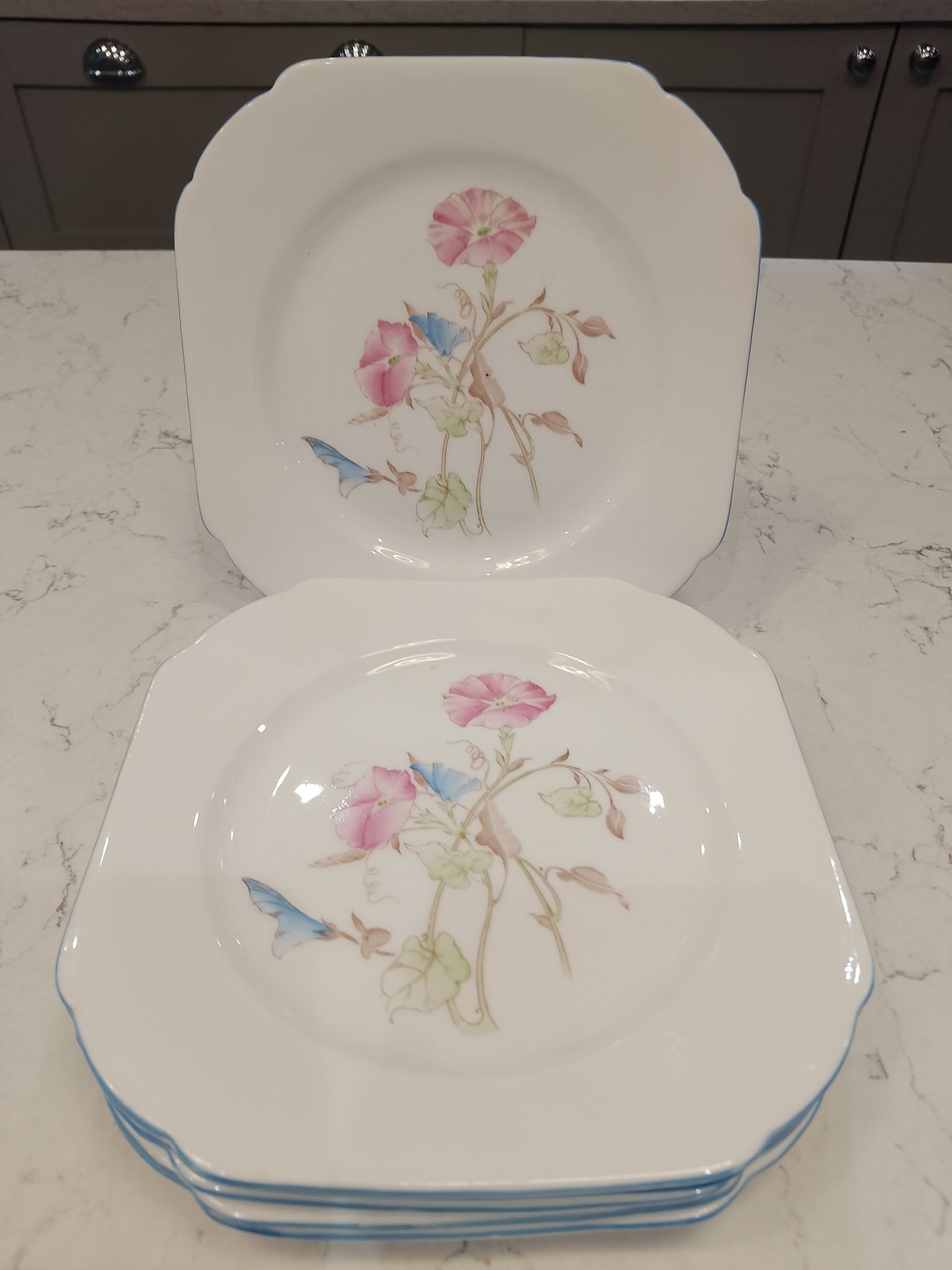 Shelley Vintage Set of Six Side Plates Rare Pattern - Helsby Vintage