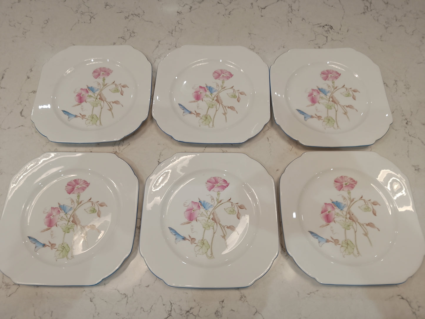 Shelley Vintage Set of Six Side Plates Rare Pattern - Helsby Vintage
