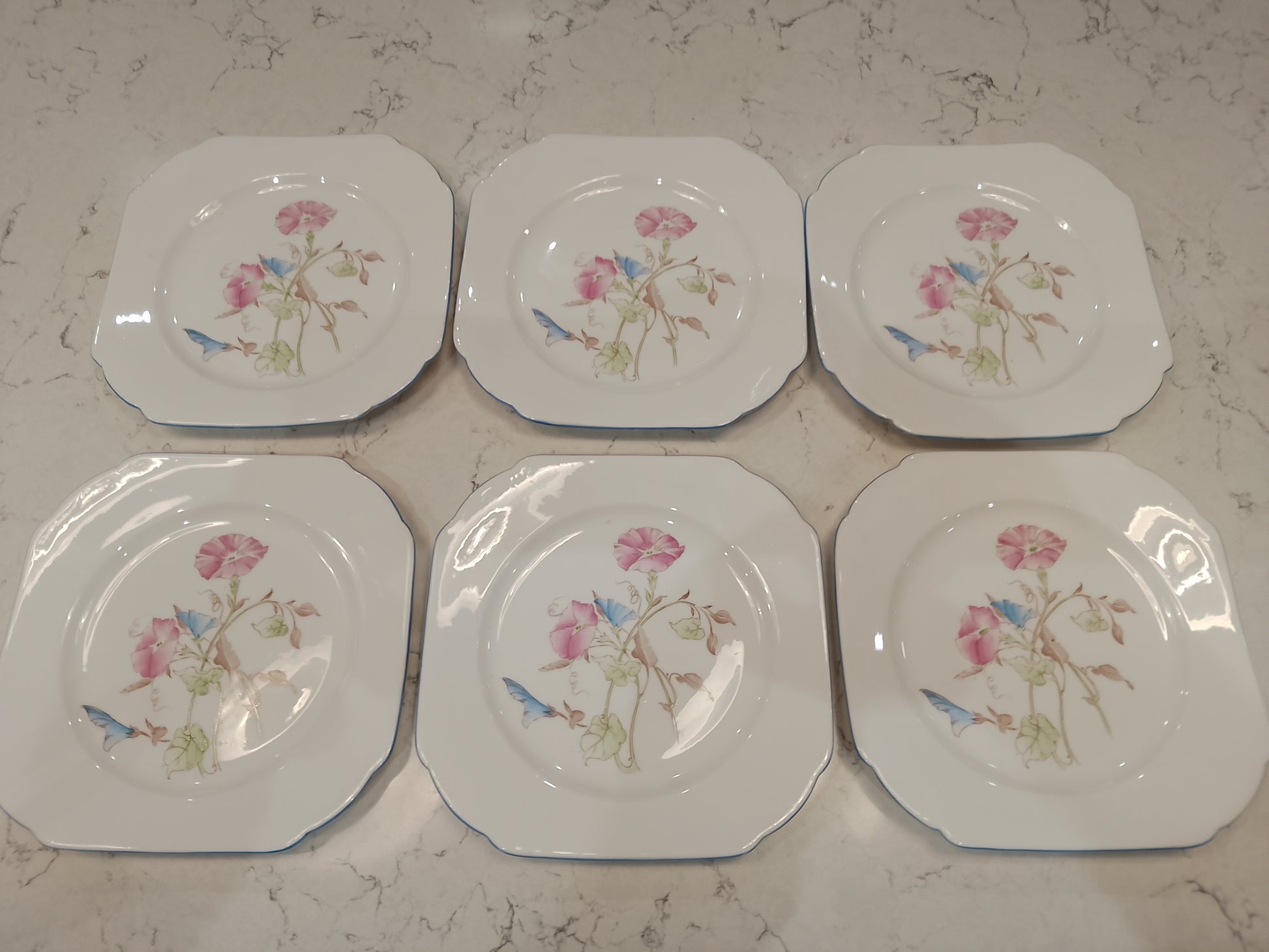 Shelley Vintage Set of Six Side Plates Rare Pattern - Helsby Vintage