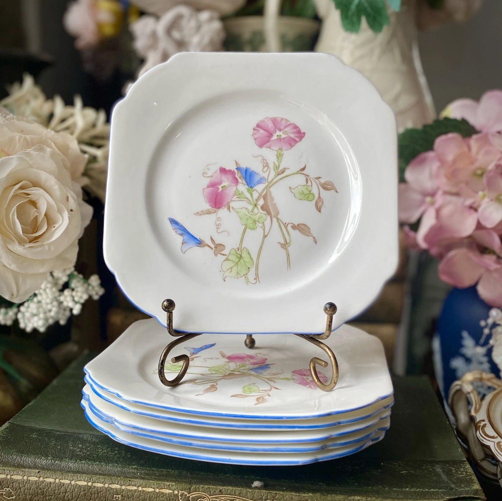 Shelley Vintage Set of Six Side Plates Rare Pattern - Helsby Vintage