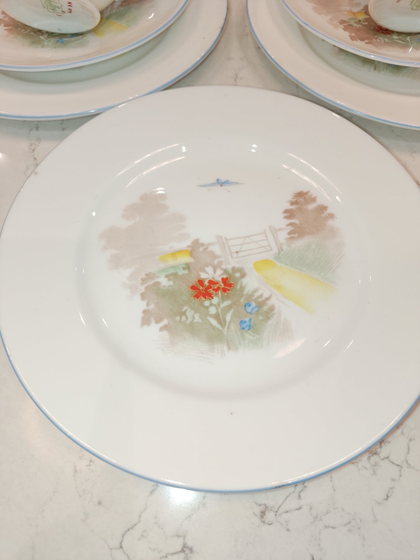 Shelley Vintage Part Tea Set Gate And Path NR079 Court Shape 1936 - Helsby Vintage