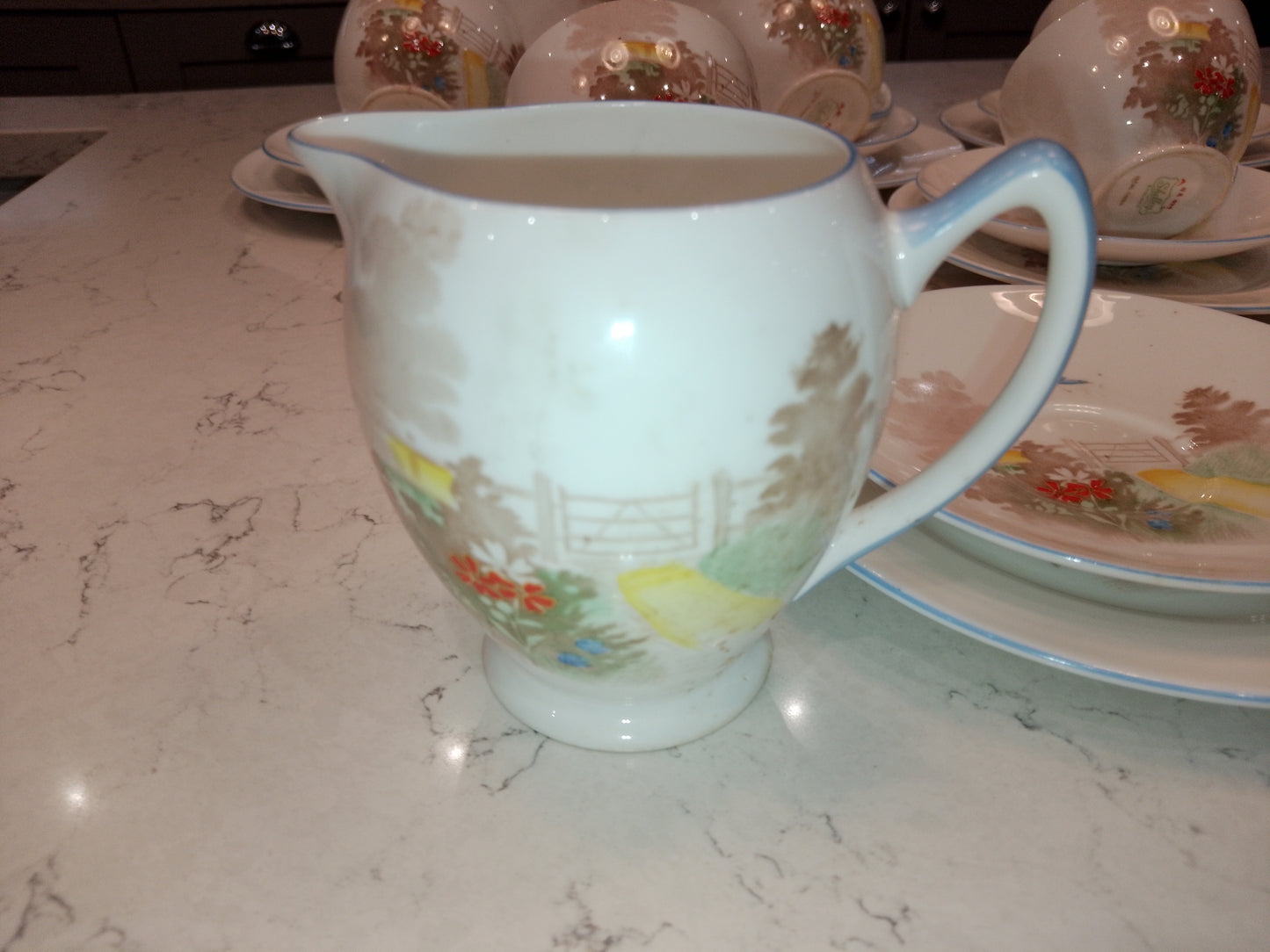 Shelley Vintage Part Tea Set Gate And Path NR079 Court Shape 1936 - Helsby Vintage