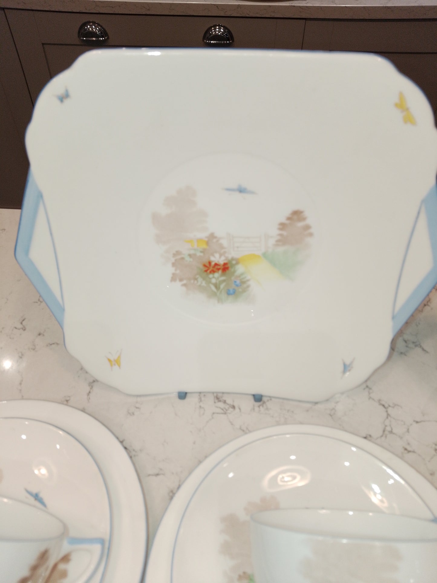 Shelley Vintage Part Tea Set Gate And Path NR079 Court Shape 1936 - Helsby Vintage