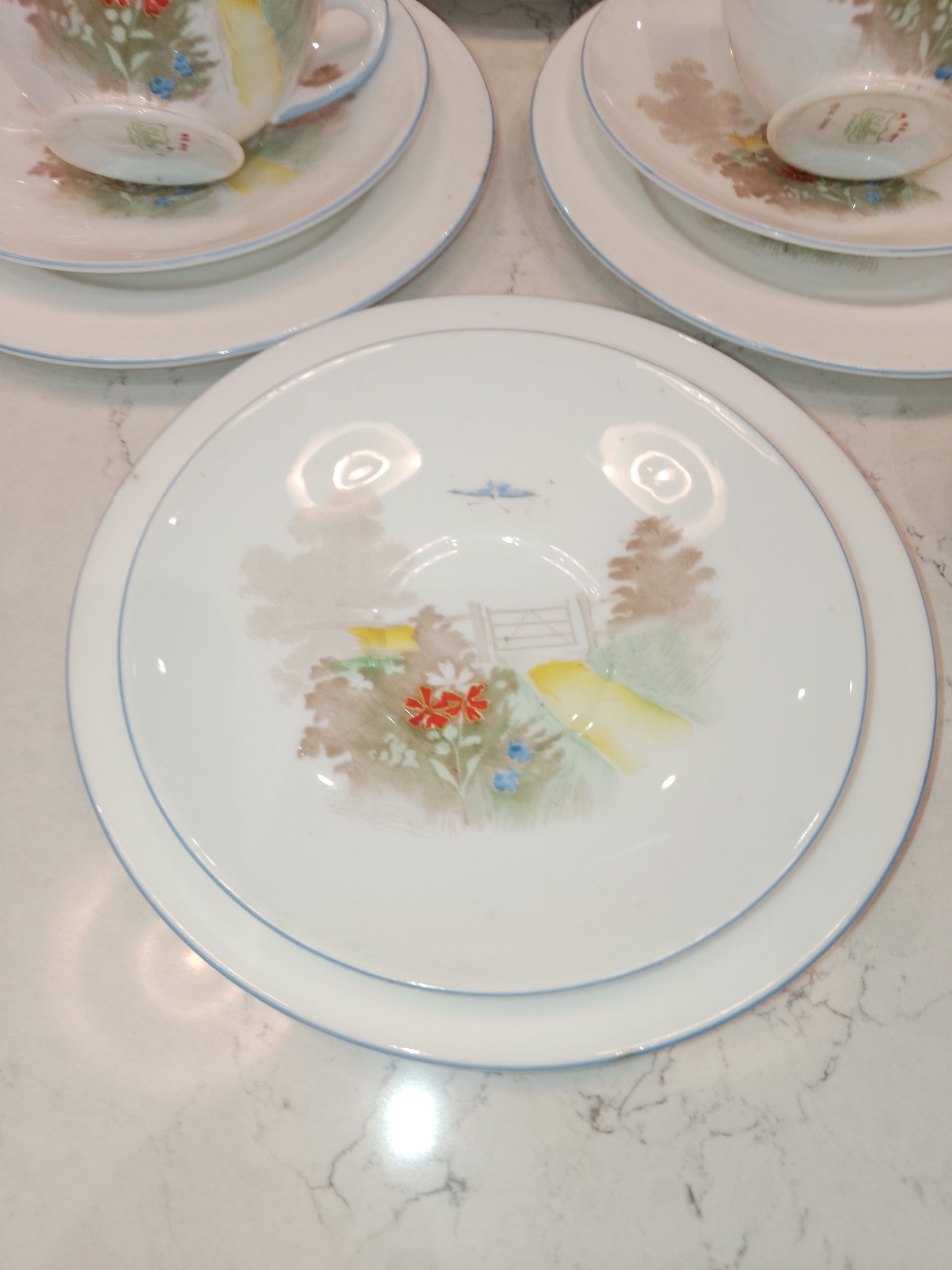 Shelley Vintage Part Tea Set Gate And Path NR079 Court Shape 1936 - Helsby Vintage