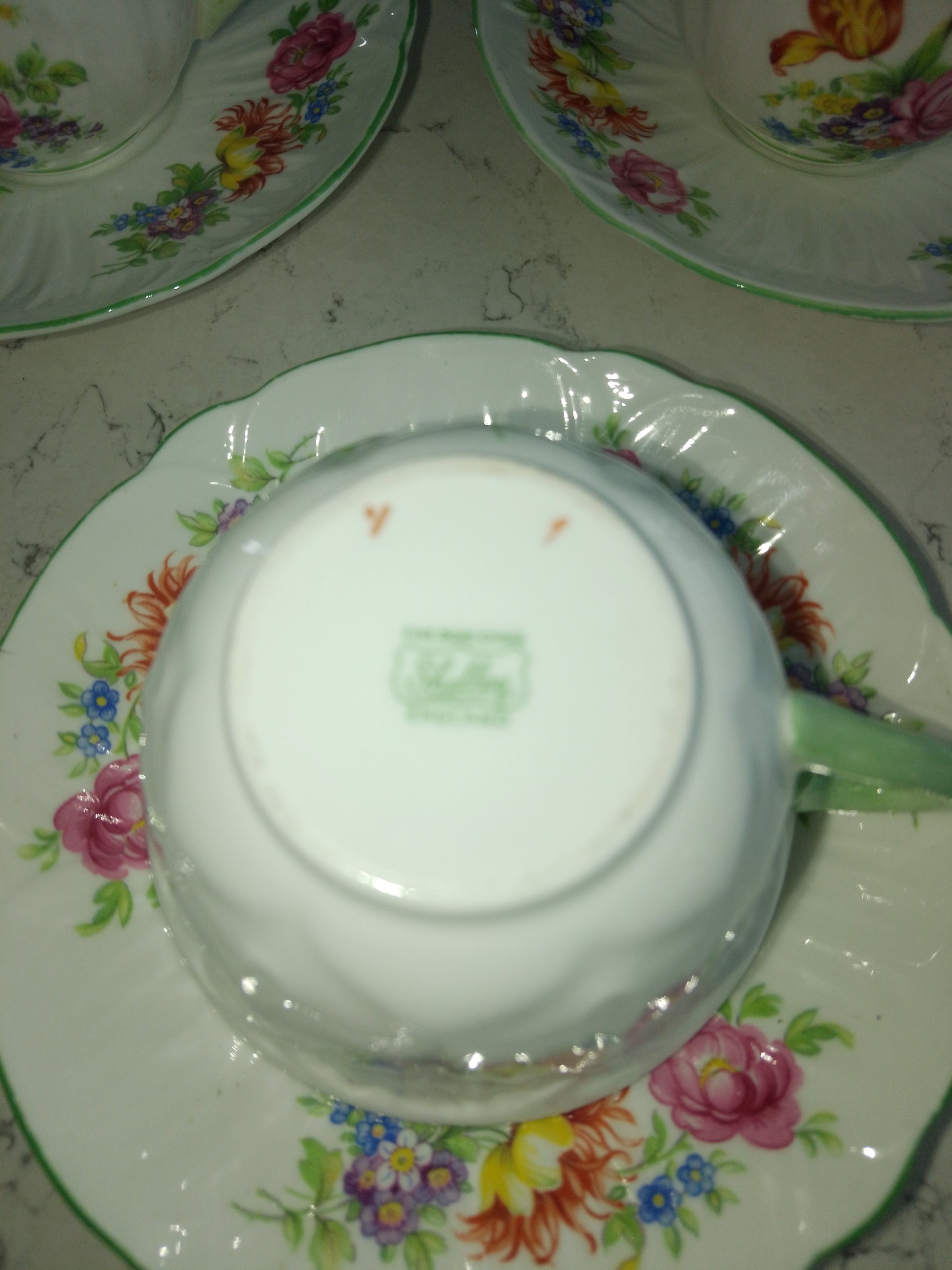 Shelley Vintage Set Of Three Teacups And Saucers - Helsby Vintage