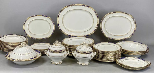 Spode Copeland Chancellor Cobalt 52 Pieces 9866 Retailer T Goode And CO London - Helsby Vintage