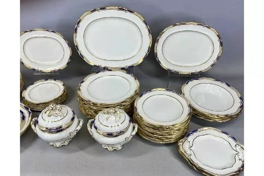 Spode Copeland Chancellor Cobalt 52 Pieces 9866 Retailer T Goode And CO London - Helsby Vintage