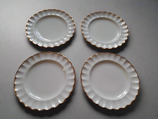 Spode Corinth Set of 4 White With Gold Rim Side Plates 16cm - Helsby Vintage