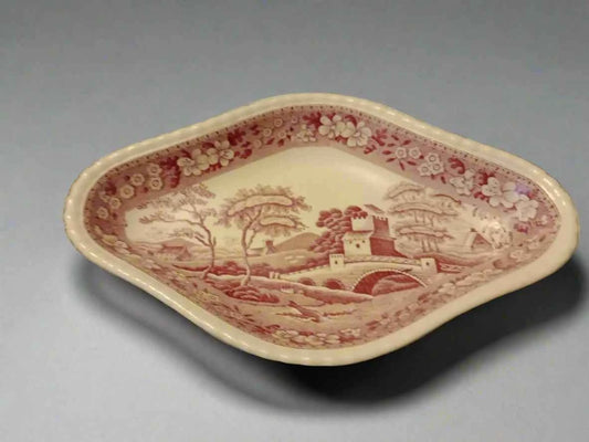Spode Tower Pink Dessert Or Snack Pickle Plate RARE - Helsby Vintage