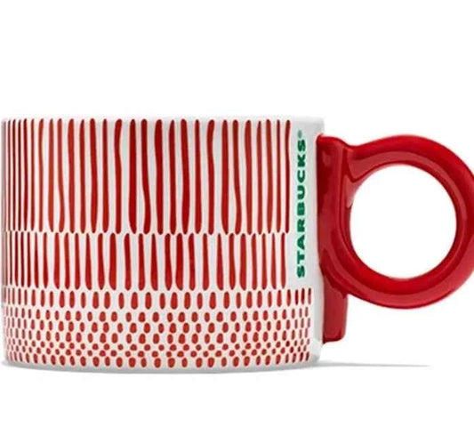 Starbucks Red Stripe Patterned Porcelain Mug 296 ml 10 oz Rare NEW - Helsby Vintage