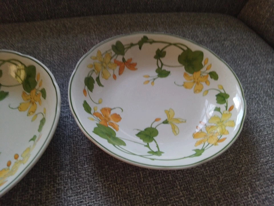 Villeroy & Boch Geranium Set Of 2 Dessert Soup Cereal Bowls Dishes 8 Inch - Helsby Vintage