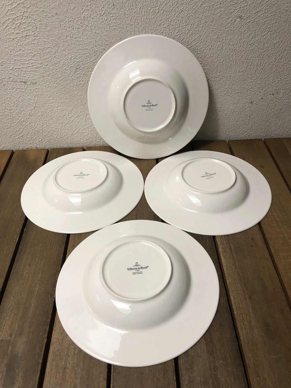 NEW Villeroy & Boch Cellini Set Of 4 Rimmed Soup Bowls 9.5 Inch 24cm Ivory - Helsby Vintage
