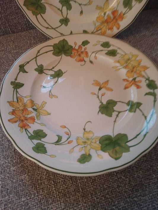 Villeroy And Boch Geranium Yellow Floral Set Of Four 10.5 Inch Dinner Plates - Helsby Vintage