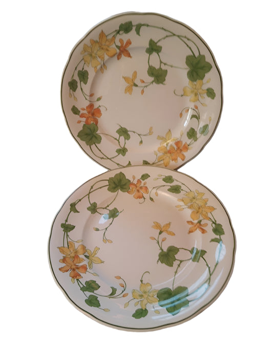 Villeroy And Boch Geranium Yellow Floral Set Of Four 10.5 Inch Dinner Plates - Helsby Vintage