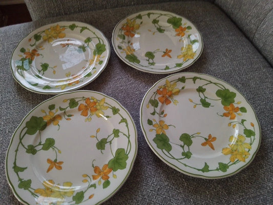 Villeroy And Boch Geranium Set Of Four Salad Plates 8.25" - Helsby Vintage