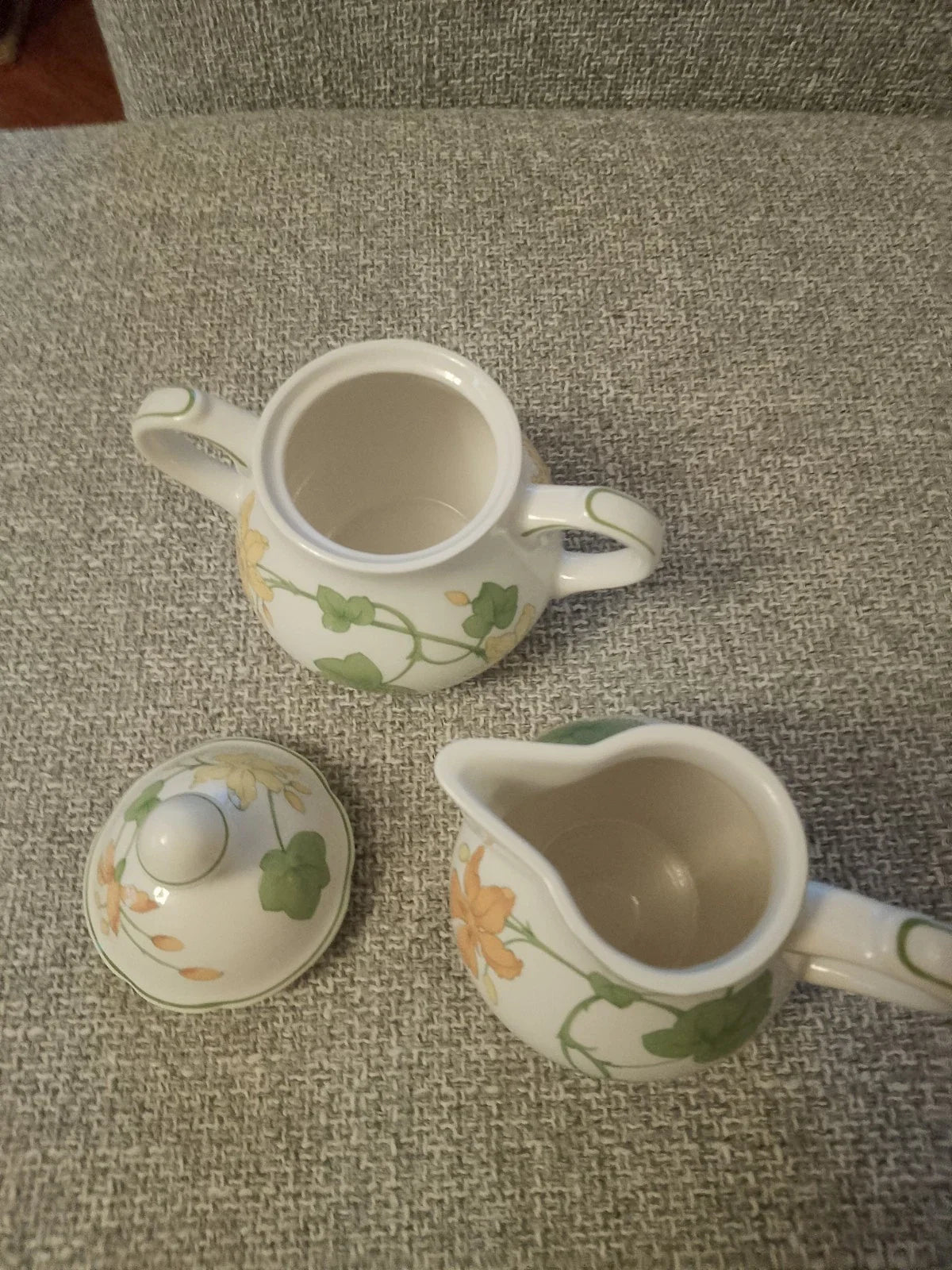 Villeroy Boch Geranium Sugar Bowl And Creamer Milk Jug Set - Helsby Vintage