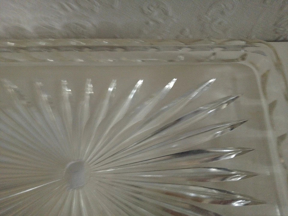 Vintage Clear Glass Dressing Table Set Tray Heavy 12 Inch By 8 Inch - Helsby Vintage