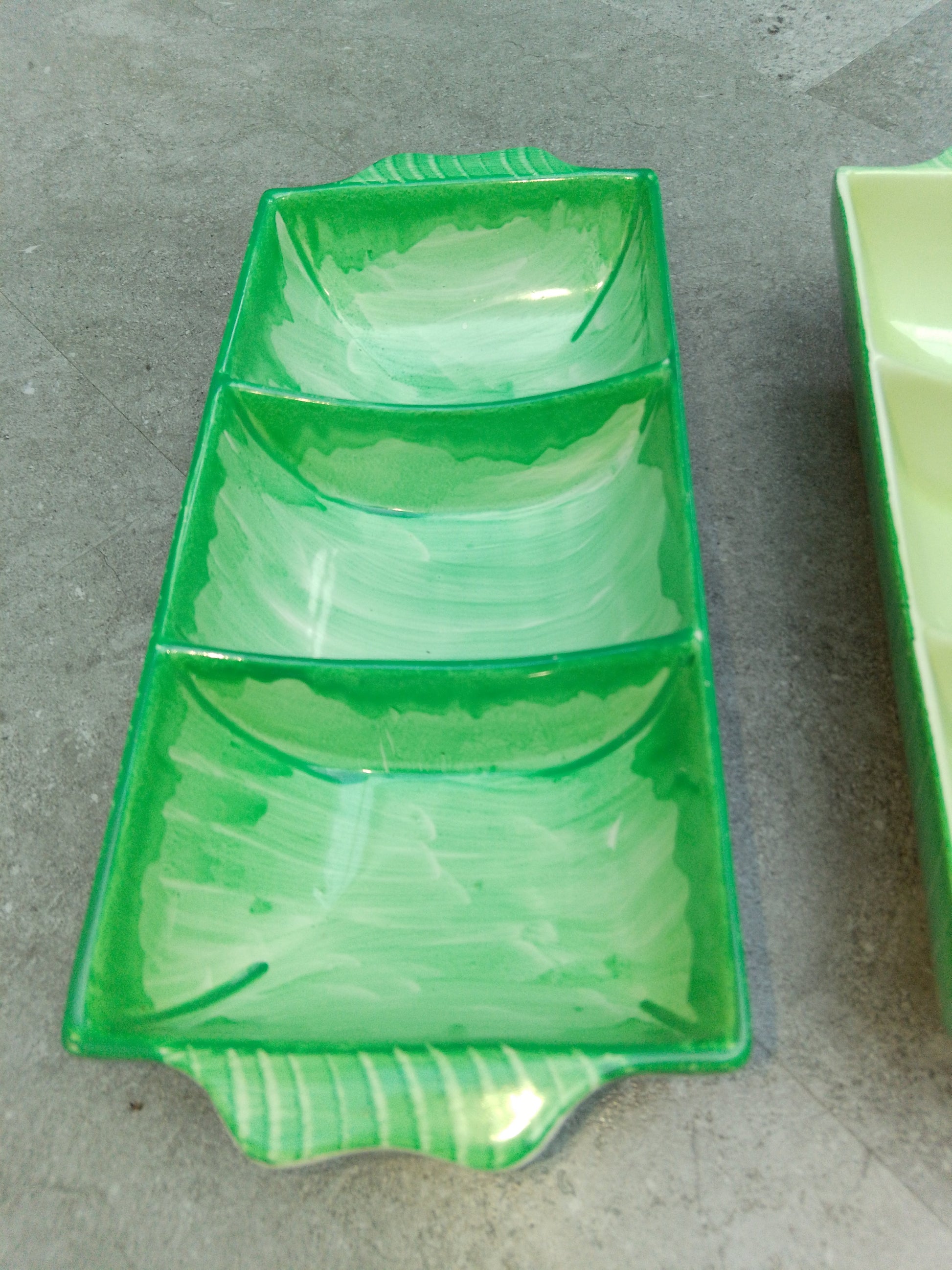 Pair of Unusual and Rare Shelley Three Sectioned Compartment Dishes - Helsby Vintage