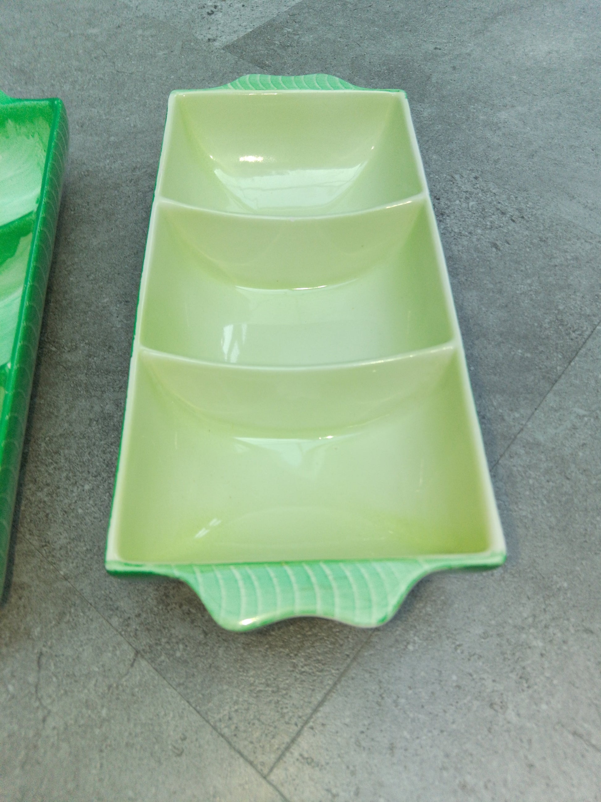 Pair of Unusual and Rare Shelley Three Sectioned Compartment Dishes - Helsby Vintage