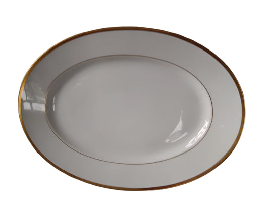Richard Ginori Italy 16" Oval Serving Platter Gold Rim Vintage - Helsby Vintage