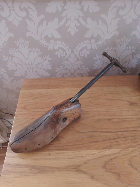 Vintage Wooden Shoe Stretcher Form Antique Metal Screw Rod - Helsby Vintage