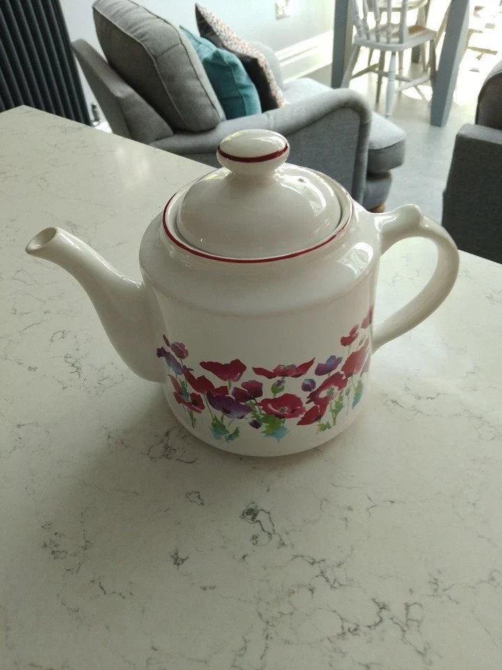 Wade Poppies Teapot, Large, 1980s, 15cm Height, Very Good Condition - Helsby Vintage