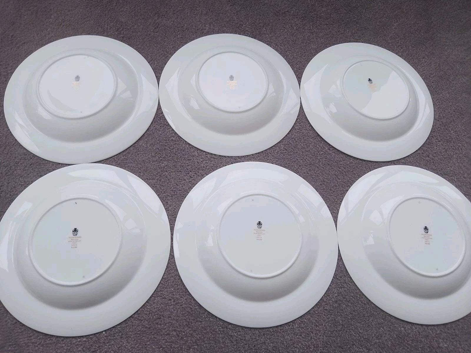 Wedgwood ASIA Black Set Of Six Rimmed Soup Plates Bowls 9" Very Rare - Helsby Vintage
