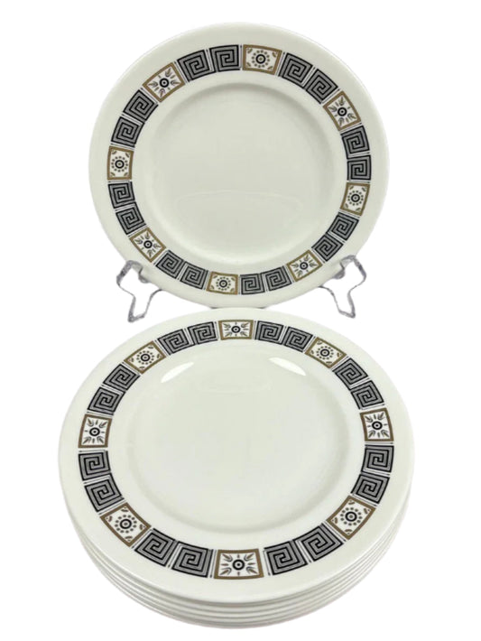 Wedgwood Asia Black R4288 Set Of 4 Salad Plates 8" Very Good Condition - Helsby Vintage