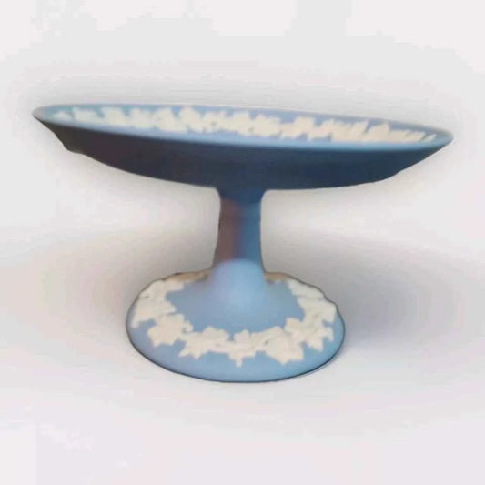 Wedgwood Blue Jasperware Compote Vintage Collectable 6" - Helsby Vintage