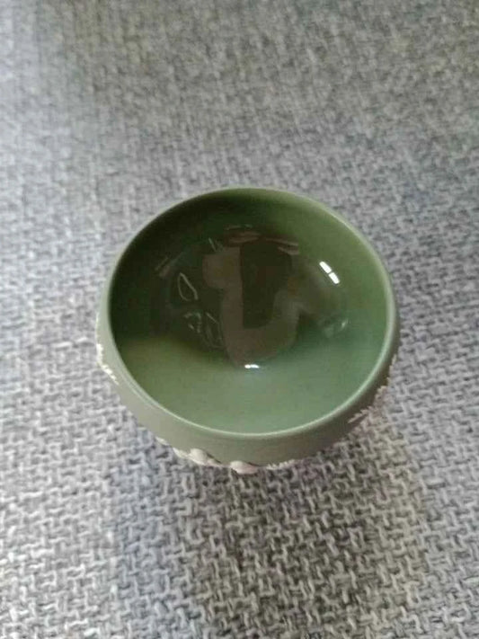 Wedgwood Green Jasperware Salt Cellar 7cm Diameter Rare Design - Helsby Vintage