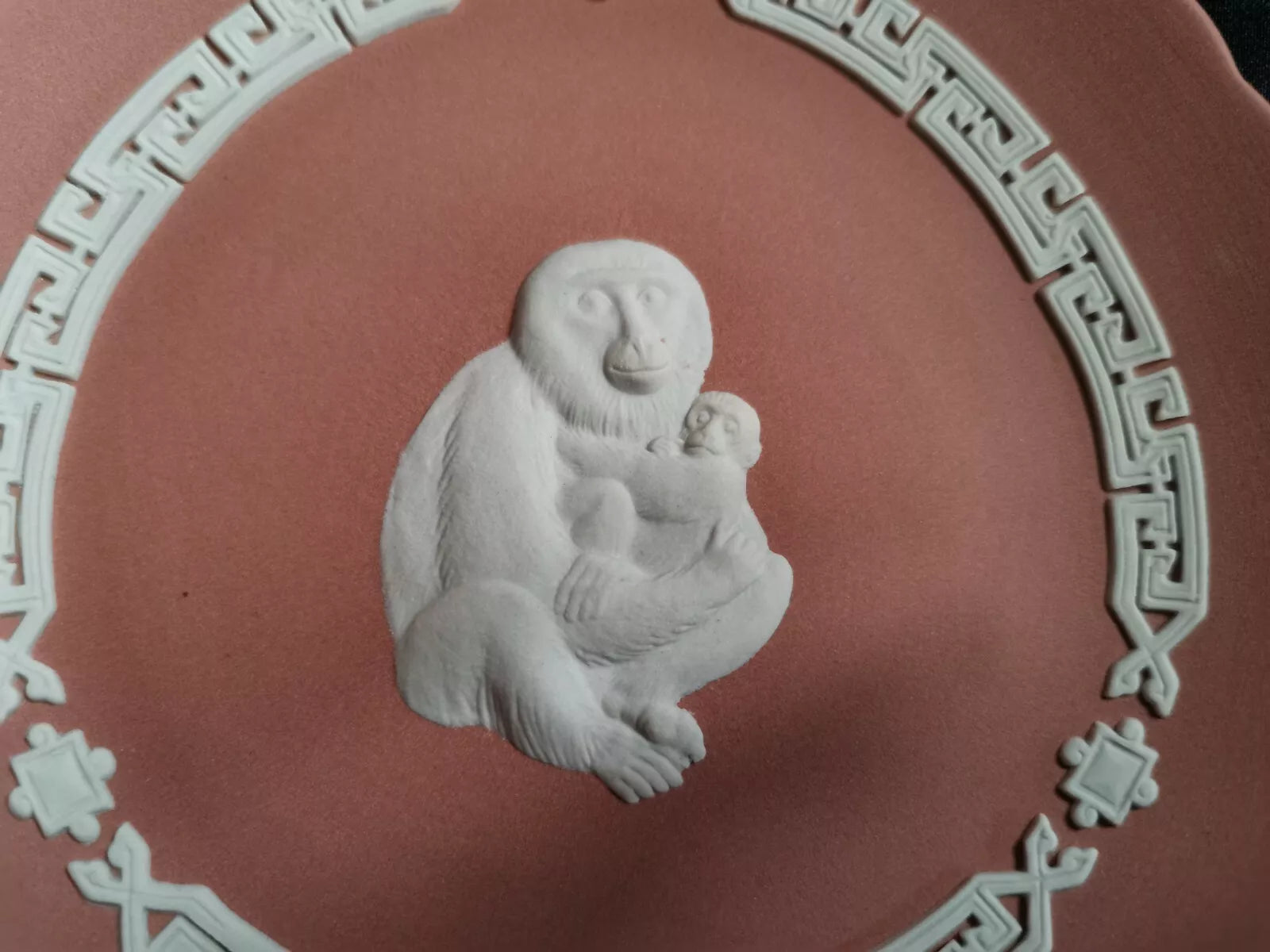 Wedgwood Jasperware Year Tray Monkey 2004 Pin Dish Pink RARE - Helsby Vintage
