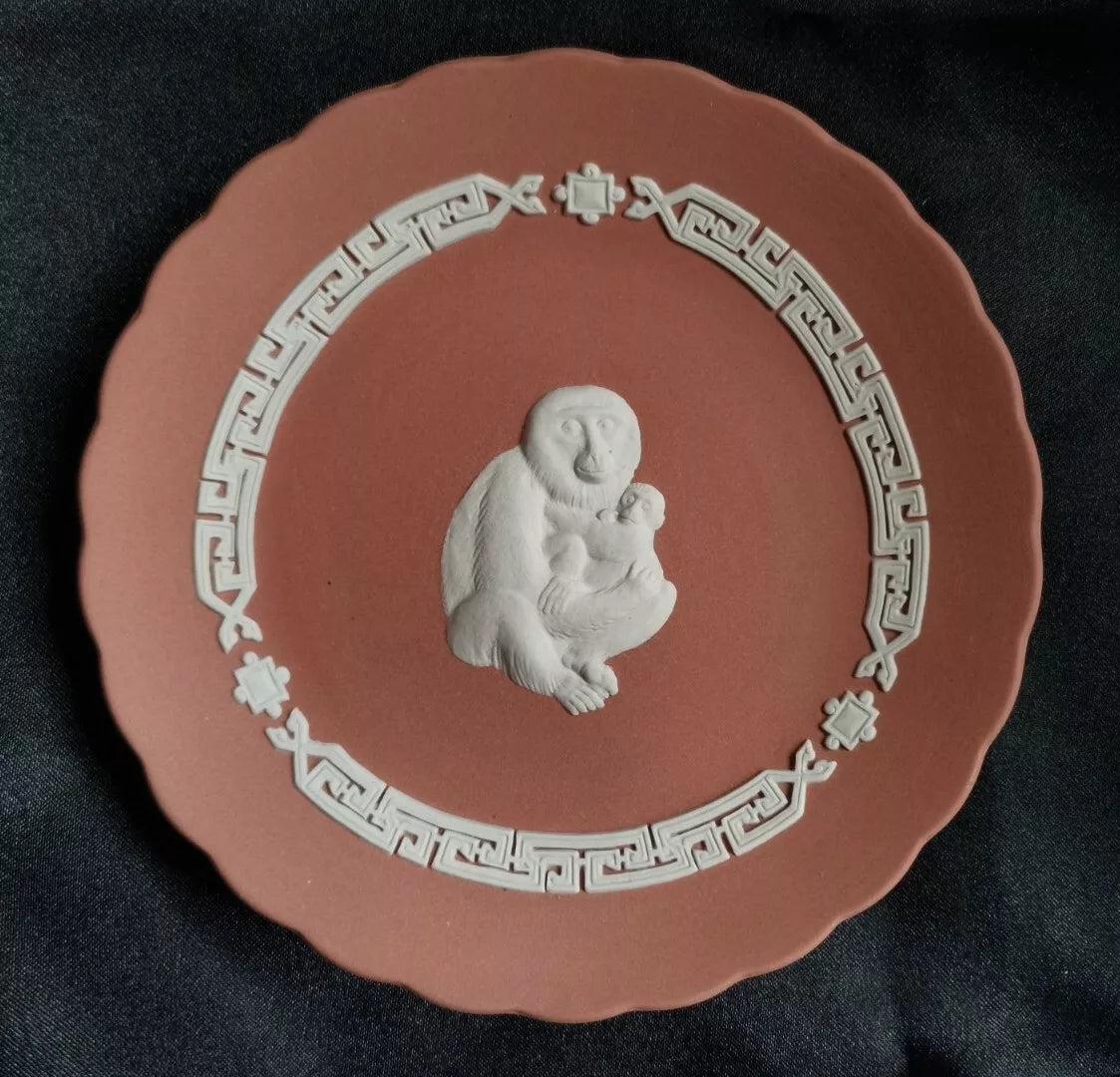 Wedgwood Jasperware Year Tray Monkey 2004 Pin Dish Pink RARE - Helsby Vintage
