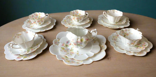 Antique Wileman Foley Pre-Shelley Chrysanthemum Empire Shape 18 Piece Tea Set - Helsby Vintage