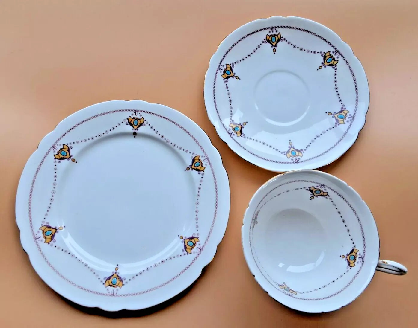 The Foley China England Wileman 1890s: Set of 4 Trios Set 10348 RARE - Helsby Vintage