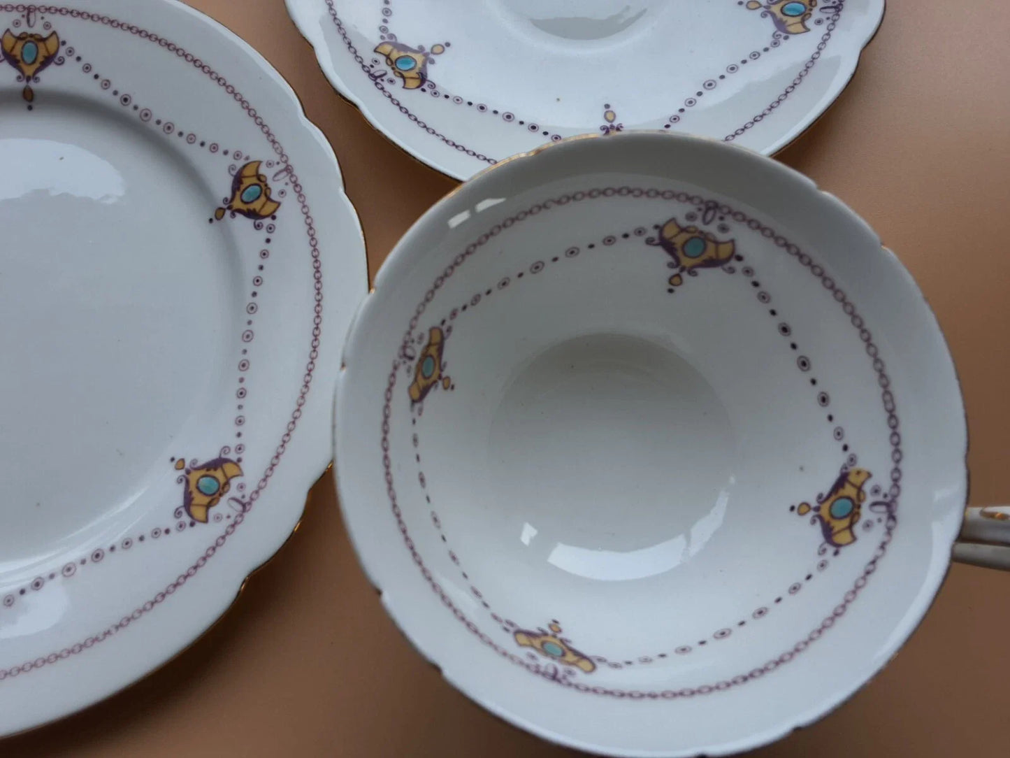 The Foley China England Wileman 1890s: Set of 4 Trios Set 10348 RARE - Helsby Vintage