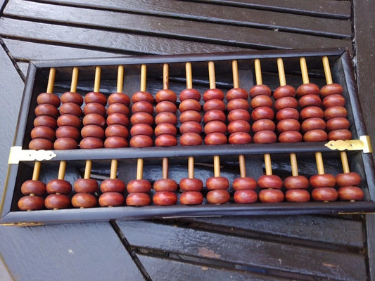 Vintage Lotus Flower Chinese Abacus Wooden 13 Digit - Helsby Vintage