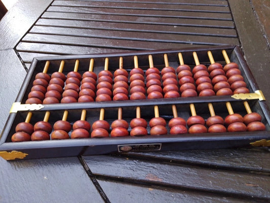 Vintage Lotus Flower Chinese Abacus Wooden 13 Digit - Helsby Vintage